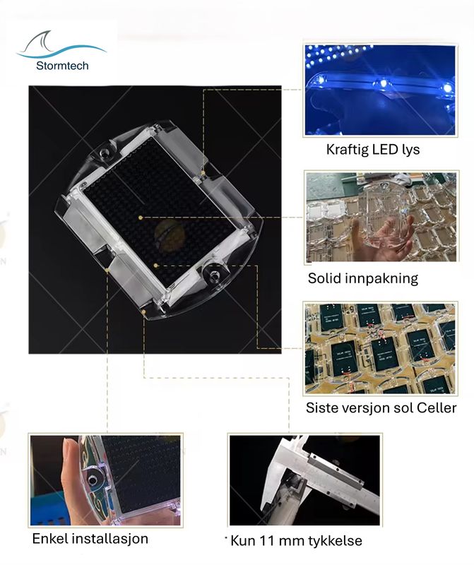 Stormtech LED lys med solceller grønnt konstant lys. Fraktfritt levert